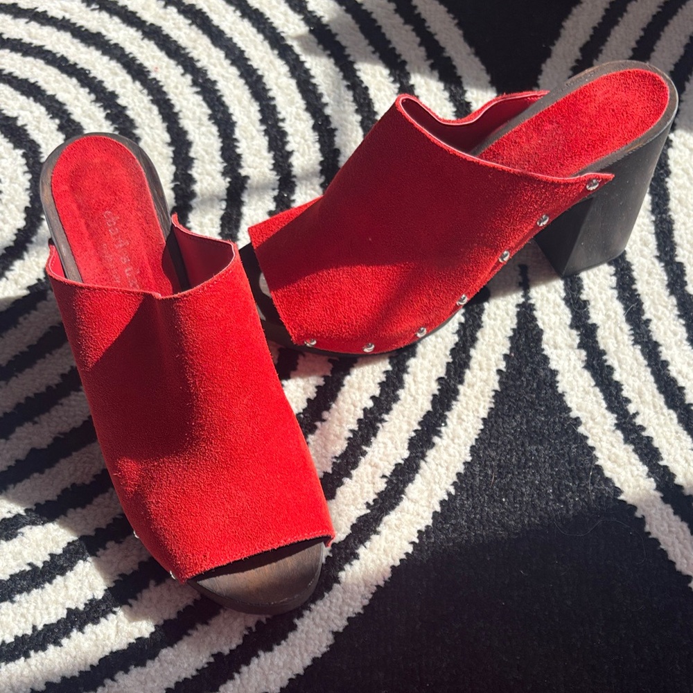 Charles David Suede PeepToe Clogs